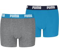 PUMA Boxershorts Everyday Basic Jungen – Grau meliert/Blau – 146/152 – 2er Pack – 95% Baumwolle