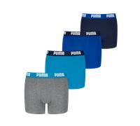 PUMA Jungen Boxer Shorts, 4er Pack - Everyday Basic Boxers ECOM 4P, Baumwollmischung, Logo Blau/Grau 122-128