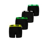 Boxershorts PUMA "PUMA BOYS EVERYDAY BASIC BOXERS 4P ECOM", Herren, Gr. 122/128, grün (schwarz, grün), Obermaterial: 95% Baumwolle, 5% Elasthan, mehrfarbig, bedruckt, eng, Unterhosen, mit farblich abg