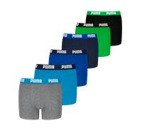 Boxershorts PUMA "PUMA BOYS EVERYDAY BASIC BOXERS 6P ECOM", Herren, Gr. 122/128, blau, grün, Obermaterial: 95% Baumwolle, 5% Elasthan, mehrfarbig, bedruckt, Unterhosen (82210240-122) blau, grün