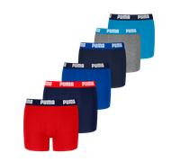 Boxershorts PUMA "PUMA BOYS EVERYDAY BASIC BOXERS 6P ECOM", Herren, Gr. 158/164, rot, blau, Obermaterial: 95% Baumwolle, 5% Elasthan, mehrfarbig, bedruckt, Unterhosen (78476326-158) rot, blau