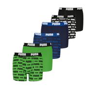PUMA Jungen Boxershorts Everyday Logo-Print – 6er Pack Cotton-Stretch – Schwarz/Blau/Grün 146-152