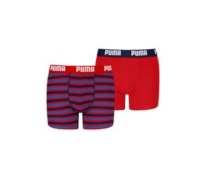 Boxershorts PUMA "PUMA BOYS EVERYDAY STRIPED BOXERS", Jungen, Gr. 146/152, rot, blau, Single Jersey, Obermaterial: 95% Baumwolle, 5% Elasthan, körpernah, Unterhosen, ohne Eingriff, mit elastischem Log