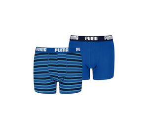 Boxershorts PUMA "PUMA BOYS EVERYDAY STRIPED BOXERS", Jungen, Gr. 158/164, navy, blau, Single Jersey, Obermaterial: 95% Baumwolle, 5% Elasthan, körpernah, Unterhosen, ohne Eingriff, mit elastischem Lo