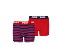 Boxershorts PUMA "PUMA BOYS EVERYDAY STRIPED BOXERS", Jungen, Gr. 158/164, rot, blau, Single Jersey, Obermaterial: 95% Baumwolle, 5% Elasthan, körpernah, Unterhosen, ohne Eingriff, mit elastischem Log