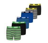 Boxershorts PUMA "Boxershort Everyday Striped Boxers ECOM 6P 6er Pack", Jungen, Gr. 170-176, bunt (schwarz, blau, grün), Obermaterial: 95% Baumwolle CO. 5% Elasthan EL., Unterhosen (15508129-170) schw
