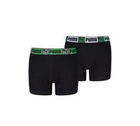 Boxershorts PUMA "PUMA BOYS LOGO BLOCK ELASTIC BOXERS", Jungen, Gr. 134/140, schwarz, grün, Single Jersey, Obermaterial: 95% Baumwolle, 5% Elasthan, körpernah, Unterhosen, mit Logobund (81276931-134)