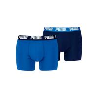 Boxershorts PUMA "PUMA MEN EVERYDAY BASIC BOXERS 2P", Herren, Gr. S, blau (true blau), Jersey, Obermaterial: 95% Baumwolle, 5% Elasthan, unifarben mit Farbeinsatz, körpernah, Unterhosen, mit Puma Webb