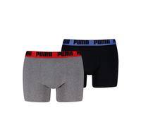 Boxershorts PUMA "PUMA MEN EVERYDAY BASIC BOXERS 2P", Herren, Gr. XL, grau (grau, rot, royal sapphire), Jersey, Obermaterial: 95% Baumwolle, 5% Elasthan, körpernah, Unterhosen, mit Puma Webbund (48437
