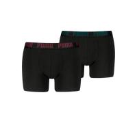 Boxershorts PUMA "PUMA MEN EVERYDAY BASIC BOXERS 2P", Jungen, Gr. L, grün (schwarz, burgundy, grün), Single Jersey, Obermaterial: 95% Baumwolle, 5% Elasthan, körpernah, Unterhosen, mit Logobund (15771