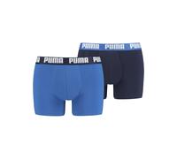 Boxershorts PUMA "PUMA MEN EVERYDAY BASIC BOXERS 2P", Jungen, Gr. S, blau (true blau), Jersey, Obermaterial: 95% Baumwolle, 5% Elasthan, unifarben mit Farbeinsatz, körpernah, Unterhosen, mit Puma Webb