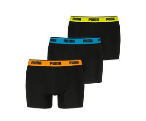 Boxershorts PUMA "PUMA MEN EVERYDAY BASIC BOXERS 3P", Herren, Gr. L, schwarz (various logo colors, schwarz), Jersey, Obermaterial: 95% Baumwolle, 5% Elasthan, körpernah, Unterhosen, Komfortabler elast