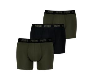 Boxershorts PUMA "PUMA MEN EVERYDAY BOXERS 3P", Herren, Gr. M, grün (forest), Obermaterial: 95% Baumwolle, 5% Elasthan, eng, Unterhosen, mit Komfortbund (48004552-M) forest
