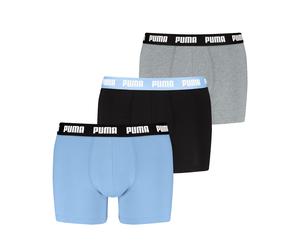 Boxershorts PUMA "PUMA MEN EVERYDAY BOXERS 3P", Herren, Gr. S, cool blau, schwarz, grau, Obermaterial: 95% Baumwolle, 5% Elasthan, eng, Unterhosen, mit Komfortbund (10890531-S) cool blau, schwarz, gra