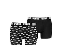 Boxershorts PUMA "PUMA MEN EVERYDAY LOGO PRINT BOXERS 2P", Herren, Gr. XL, schwarz, Single Jersey, Obermaterial: 95% Baumwolle, 5% Elasthan, körpernah, Unterhosen, 1x uni und 1x allover Logodruck (308