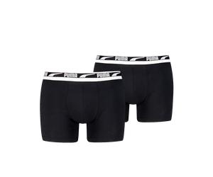 Boxershorts PUMA "PUMA MEN EVERYDAY MULTI LOGO BOXERS 2P", Herren, Gr. L, schwarz, Single Jersey, Obermaterial: 95% Baumwolle, 5% Elasthan, körpernah, Unterhosen, Komfortabler Logobund (98086653-L) sc