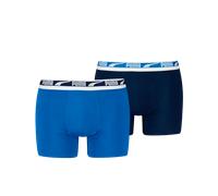Boxershorts PUMA "PUMA MEN EVERYDAY MULTI LOGO BOXERS 2P", Herren, Gr. M, blau (blau combo), Single Jersey, Obermaterial: 95% Baumwolle, 5% Elasthan, körpernah, Unterhosen, Komfortabler Logobund (3703