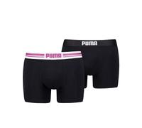 Boxershorts PUMA "PUMA MEN EVERYDAY PLACED LOGO BOXERS 2P", Herren, Gr. L, electric orchid, schwarz, Jersey, Obermaterial: 95% Baumwolle, 5% Elasthan, normal, Unterhosen, mit Logo Webbund (77638518-L)