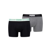 Boxershorts PUMA "PUMA MEN EVERYDAY PLACED LOGO BOXERS 2P", Herren, Gr. M, mint jelly, grau melange, Jersey, Obermaterial: 95% Baumwolle, 5% Elasthan, normal, Unterhosen, mit Logo Webbund (24548111-M)