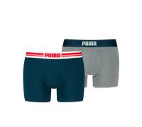 Boxershorts PUMA "PUMA MEN EVERYDAY PLACED LOGO BOXERS 2P", Herren, Gr. XL, blau (blau, grau melange), Jersey, Obermaterial: 95% Baumwolle, 5% Elasthan, normal, Unterhosen, mit Logo Webbund (58772100-