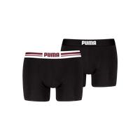 Boxershorts PUMA "PUMA MEN EVERYDAY PLACED LOGO BOXERS 2P", Herren, Gr. XL, schwarz (schwarz, burgundy), Obermaterial: 95% Baumwolle, 5% Elasthan, eng, Unterhosen, mit elastischem Logobund (21703227-X