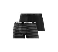 Boxershorts PUMA "PUMA MEN EVERYDAY PLACED LOGO BOXERS 2P", Herren, Gr. XL, schwarz (schwarz, gestreift, schwarz, uni), Jersey, Obermaterial: 95% Baumwolle, 5% Elasthan, unifarben, normal, Unterhosen,