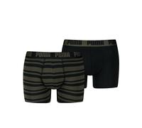 Boxershorts PUMA "PUMA MEN EVERYDAY PLACED LOGO BOXERS", Herren, Gr. L, grün (grün, gestreift, schwarz), Jersey, Obermaterial: 95% Baumwolle, 5% Elasthan, bedruckt, gestreift, unifarben mit Farbeinsat