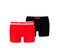Boxershorts PUMA "PUMA MEN EVERYDAY PLACED LOGO BOXERS", Herren, Gr. S, rot (rot, schwarz), Jersey, Obermaterial: 95% Baumwolle, 5% Elasthan, unifarben mit Farbeinsatz, normal, Unterhosen, mit Logo We