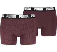 Boxershorts PUMA "PUMA MEN LOGO PRINT BOXERS 2P", Herren, Gr. XXL, schwarz (burgundy, schwarz), Single Jersey, Obermaterial: 95% Baumwolle, 5% Elasthan, körpernah, Unterhosen, elastischer Logobund, oh