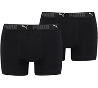 Boxershorts PUMA "PUMA MEN SPORT COTTON BOXERS 2P", Herren, Gr. L, schwarz, Jersey, Obermaterial: 95% Baumwolle, 5% Elasthan, bedruckt, unifarben, normal, Unterhosen, mit Markenschriftzug im Bund (288