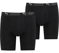 Boxershorts PUMA "PUMA MEN SPORT COTTON LONG BOXERS 2P", Herren, Gr. S, schwarz, Jersey, Obermaterial: 95% Baumwolle, 5% Elasthan, bedruckt, unifarben, normal, Unterhosen, mit Markenschriftzug im Bund