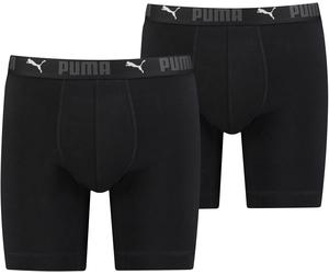 Boxershorts PUMA "PUMA MEN SPORT COTTON LONG BOXERS 2P", Herren, Gr. XL, schwarz, Jersey, Obermaterial: 95% Baumwolle, 5% Elasthan, bedruckt, unifarben, normal, Unterhosen, mit Markenschriftzug im Bun