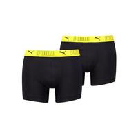 Boxershorts PUMA "PUMA MEN SPORT MICROFIBER BOXERS", Damen, Gr. M, safety gelb, schwarz, Obermaterial: 88% Polyester, 12% Elasthan, normal, Unterhosen, mit Logo-Bund (63883250-M) safety gelb, schwarz