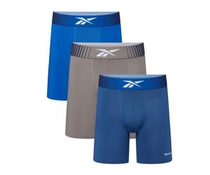 Boxershorts REEBOK "Waite", Herren, Gr. M, vector navy, still grau, vector blau, Single Jersey, Obermaterial: 92% Polyester, 8% Elasthan, körpernah, Unterhosen, ohne Eingriff und mit längerem Bein (54