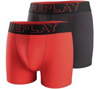 Boxershorts REPLAY "BOXER Style 2 T/C Cuff 3D logo 2pcs Box", Herren, Gr. S, schwarz (schwarz, rot), Jersey, Obermaterial: 95% Baumwolle, 5% Elasthan, unifarben, Unterhosen Boxershorts, mit Logoschrif