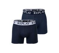 Boxershorts REPLAY "Boxershort 2er Pack", Herren, Gr. M, blau (dunkelblau, weiß), Obermaterial: 95% Baumwolle CO. 5% Elasthan EL., Unterhosen (59622116-M) dunkelblau, weiß