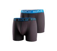 Boxershorts REPLAY "Boxershort 2er Pack", Herren, Gr. M, schwarz (schwarz, blau), Obermaterial: 95% Baumwolle CO. 5% Elasthan EL., Unterhosen (54624465-M) schwarz, blau