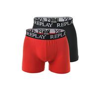 Boxershorts REPLAY "Boxershort 2er Pack", Herren, Gr. XL, rot (rot, schwarz), Obermaterial: 95% Baumwolle CO. 5% Elasthan EL., Unterhosen (40894443-XL) rot, schwarz