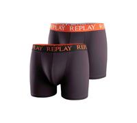 Boxershorts REPLAY "Boxershort 2er Pack", Herren, Gr. XL, schwarz (schwarz, orange), Obermaterial: 95% Baumwolle CO. 5% Elasthan EL., Unterhosen (12174964-XL) schwarz, orange