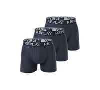 Boxershorts REPLAY "Boxershort 3er Pack", Herren, Gr. L, blau (dunkelblau), Obermaterial: 95% Baumwolle CO. 5% Elasthan EL., Unterhosen (71278752-L) dunkelblau