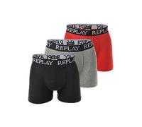 Boxershorts REPLAY "Boxershort 3er Pack", Herren, Gr. L, bunt (schwarz, grau, rot), Obermaterial: 95% Baumwolle CO. 5% Elasthan EL., Unterhosen (53038253-L) schwarz, grau, rot