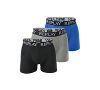 Boxershorts REPLAY "Boxershort 3er Pack", Herren, Gr. XL, bunt (schwarz, grau, blau), Obermaterial: 95% Baumwolle CO. 5% Elasthan EL., Unterhosen (44115850-XL) schwarz, grau, blau