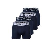 Boxershorts REPLAY "Boxershort 4er Pack", Herren, Gr. XL, blau (dunkelblau, weiß), Obermaterial: 95% Baumwolle CO. 5% Elasthan EL., Unterhosen (17246245-XL) dunkelblau, weiß