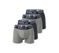 Boxershorts REPLAY "Boxershort 4er Pack", Herren, Gr. XL, grau (grau meliert, marineblau), Obermaterial: 95% Baumwolle CO. 5% Elasthan EL., Unterhosen (27946365-XL) grau meliert, marineblau