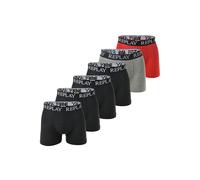 Boxershorts REPLAY "Boxershort 6er Pack", Herren, Gr. M, bunt (schwarz, schwarz, grau, rot), Obermaterial: 95% Baumwolle CO. 5% Elasthan EL., Unterhosen (84567250-M) schwarz, schwarz, grau, rot