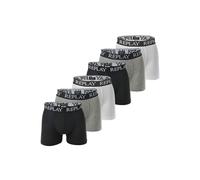 Boxershorts REPLAY "Boxershort 6er Pack", Herren, Gr. XXL, bunt (schwarz, grau, weiß), Obermaterial: 95% Baumwolle CO. 5% Elasthan EL., Unterhosen (61773334-XXL) schwarz, grau, weiß