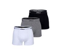 Boxershorts S.OLIVER "Boxershort 3er Pack", Herren, Gr. L, bunt (grau, schwarz, weiß), Obermaterial: 92% Baumwolle CO. 8% Elasthan EL., Unterhosen (88039327-L) grau, schwarz, weiß