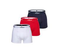 Boxershorts S.OLIVER "Boxershort 3er Pack", Herren, Gr. M, bunt (rot, marine, weiß), Obermaterial: 92% Baumwolle CO. 8% Elasthan EL., Unterhosen (84040359-M) rot, marine, weiß