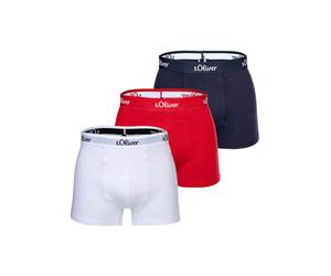 Boxershorts S.OLIVER "Boxershort 3er Pack", Herren, Gr. M, bunt (rot, marine, weiß), Obermaterial: 92% Baumwolle CO. 8% Elasthan EL., Unterhosen (84040359-M) rot, marine, weiß