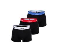 Boxershorts S.OLIVER "Boxershort 3er Pack", Herren, Gr. XL, schwarz (schwarz kontrast), Obermaterial: 92% Baumwolle CO. 8% Elasthan EL., Unterhosen (74750852-XL) schwarz kontrast